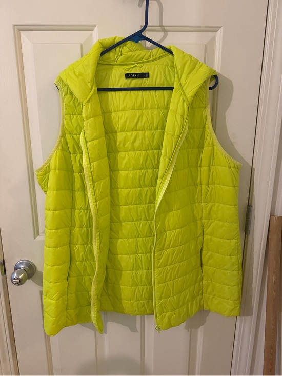 torrid Jackets & Blazers - torrid Neon Yellow Quilted Hooded Puffer Vest